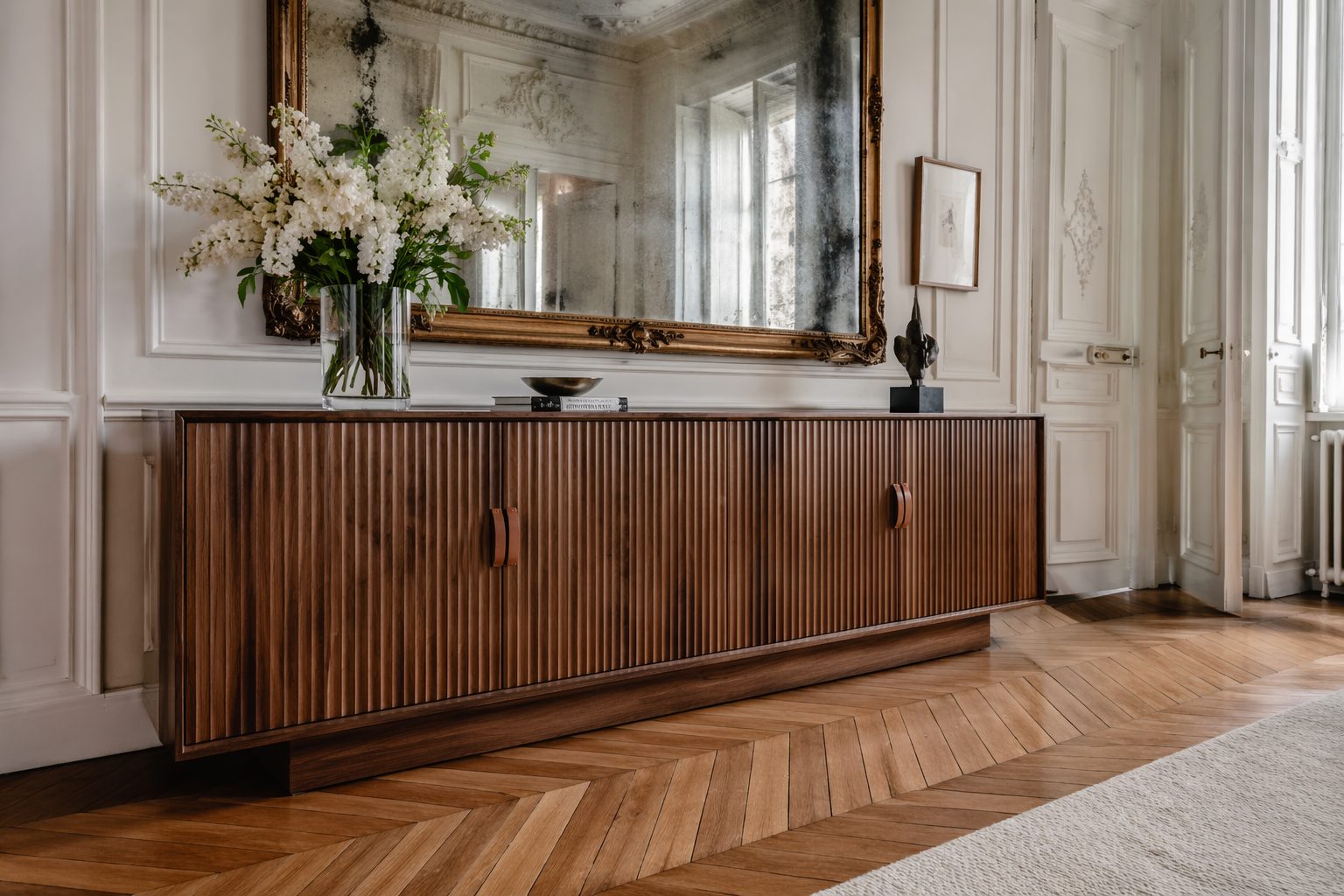 Bespoke oak bookshelf library Italy